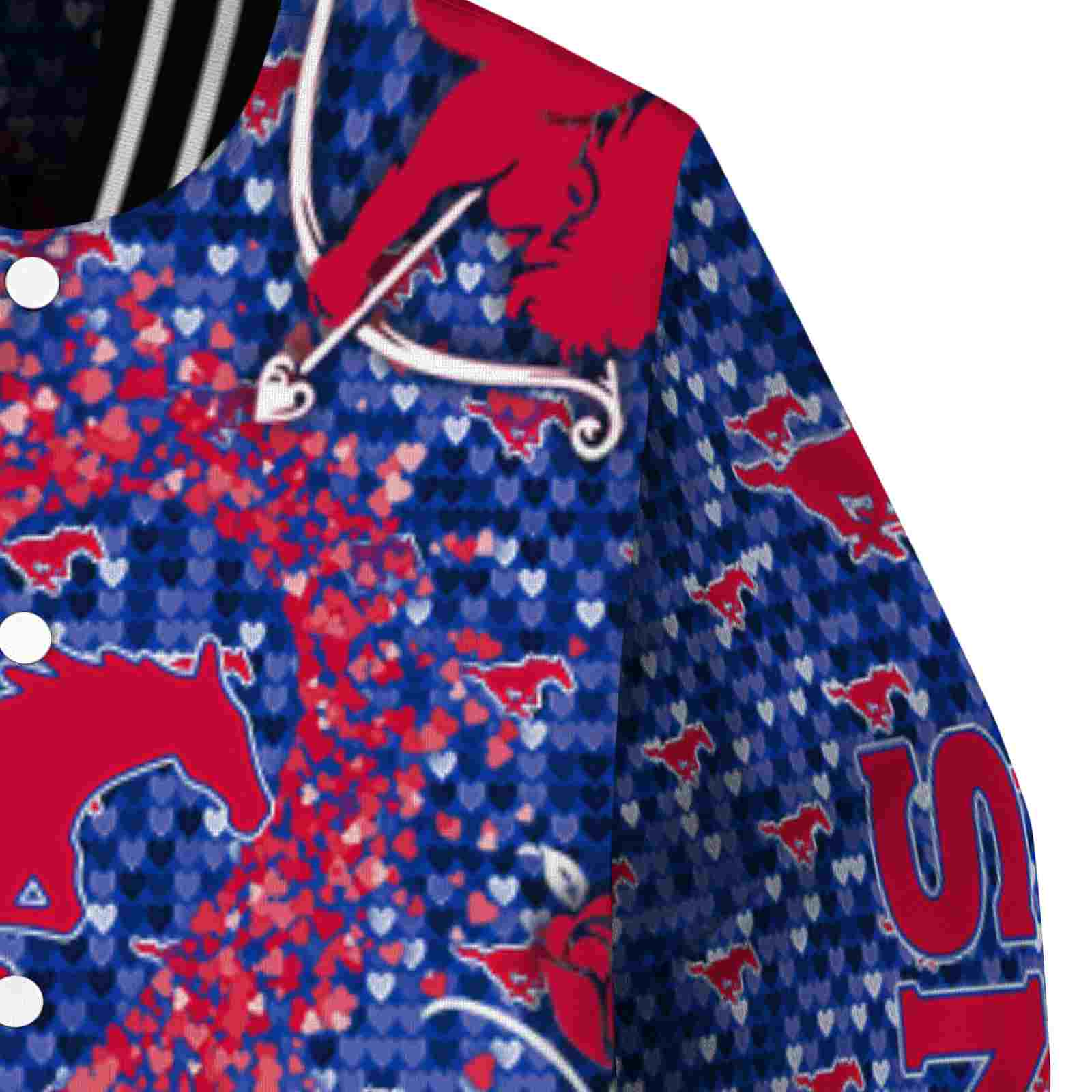 personalized smu mustangs heart explosion blue jacket premium grade personalized smu mustangs heart explosion blue jacket premium grade