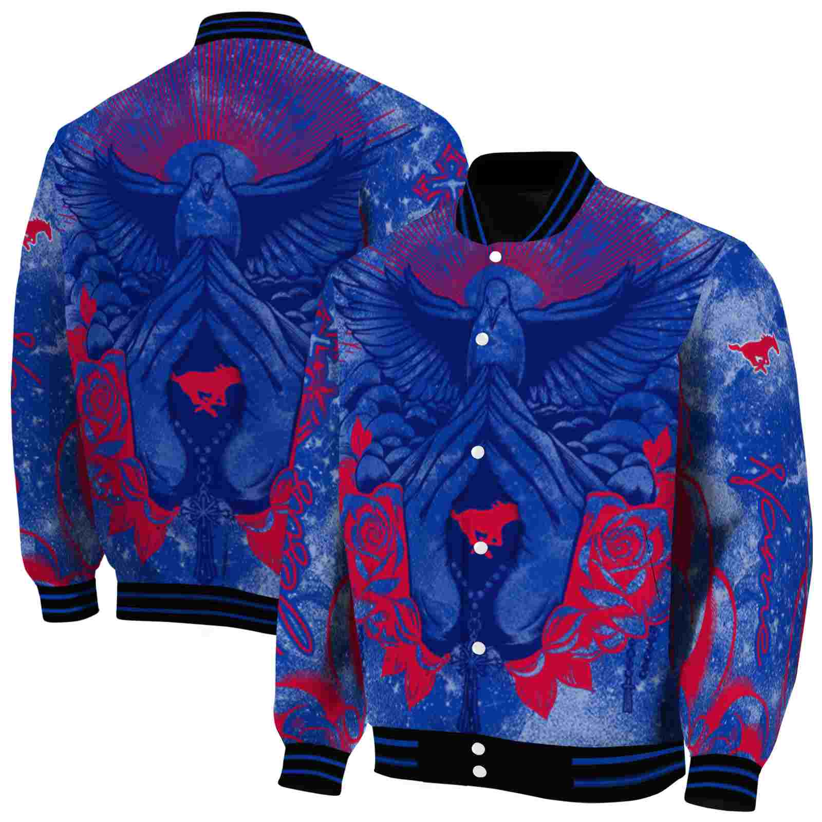 personalized smu mustangs praying hands blue jacket fashion forward personalized smu mustangs praying hands blue jacket fashion forward