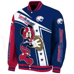 personalized south alabama jaguars mickey football blue white jacket best selling