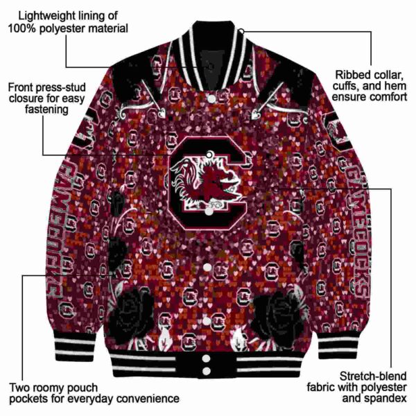 personalized south carolina gamecocks heart explosion garnet jacket new arrival