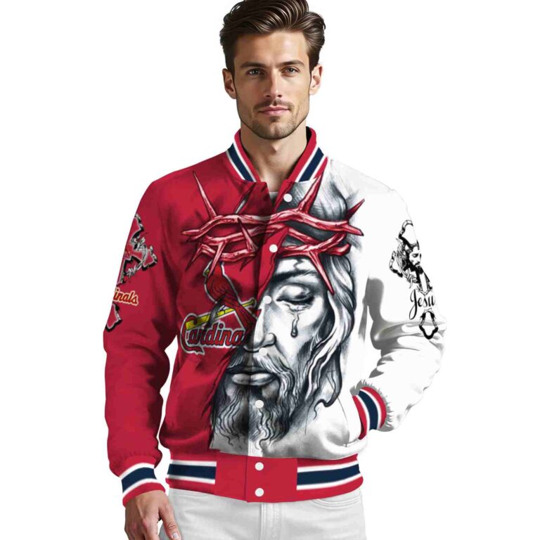 personalized st louis cardinals jesus tears red white jacket high quality