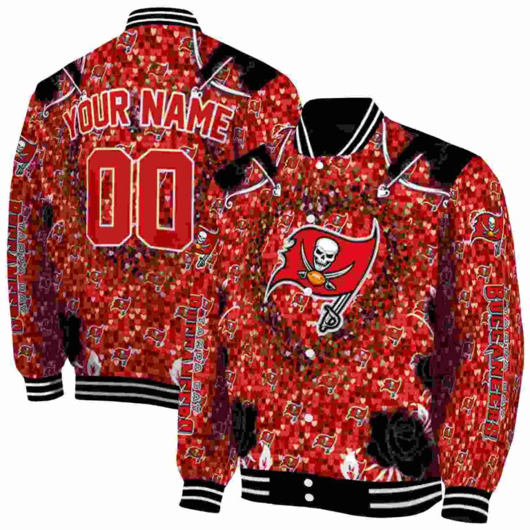 personalized tampa bay buccaneers heart explosion red jacket fashion forward