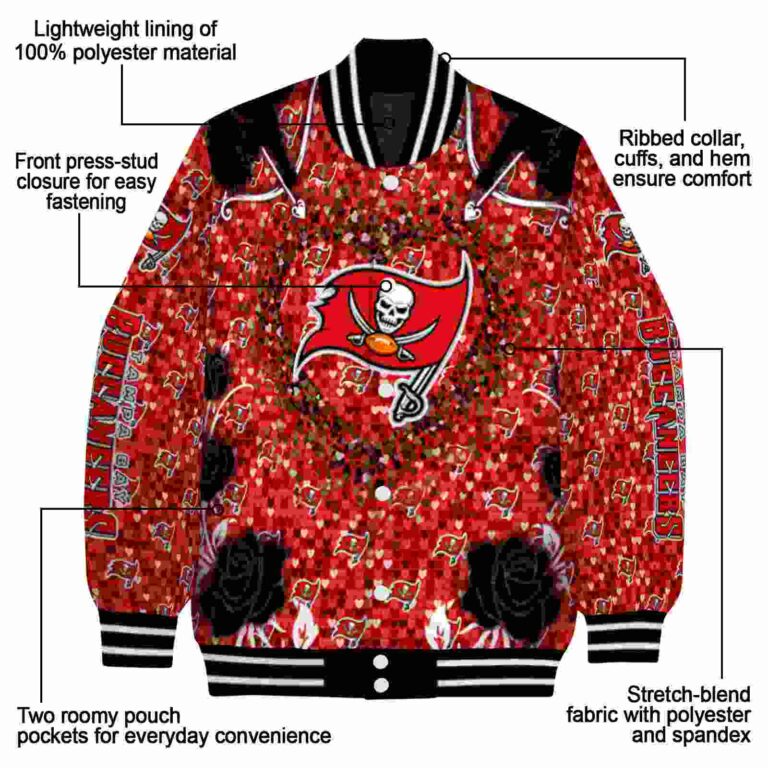 personalized tampa bay buccaneers heart explosion red jacket new arrival