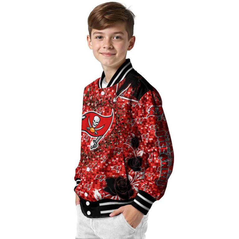 personalized tampa bay buccaneers heart explosion red jacket trendy