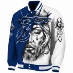 personalized tampa bay lightning jesus tears blue white jacket best selling