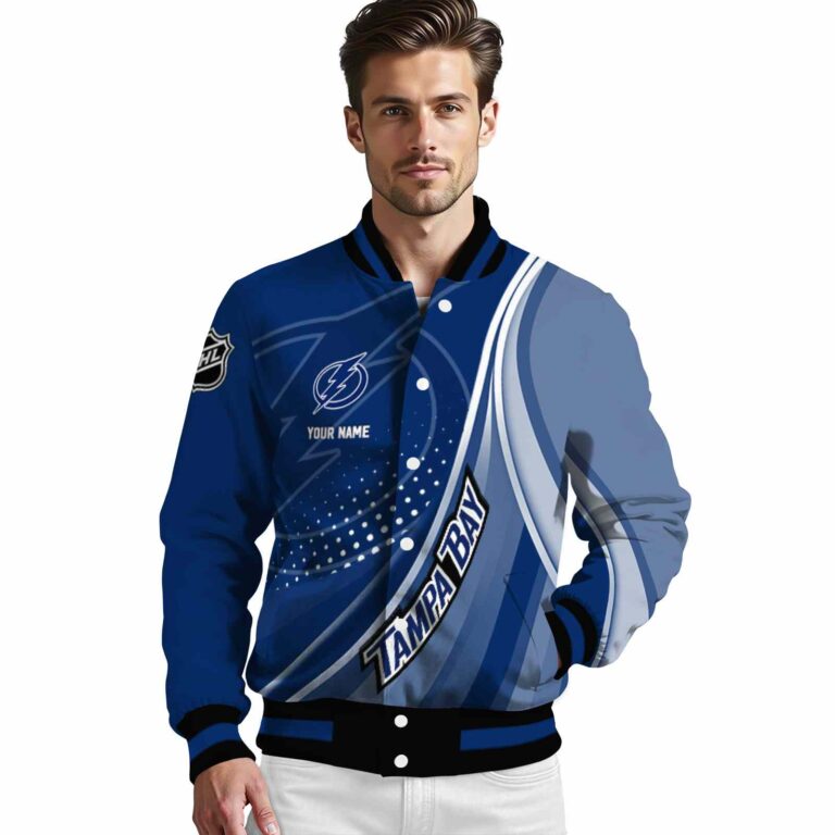 personalized tampa bay lightning wave patterns blue jacket high quality