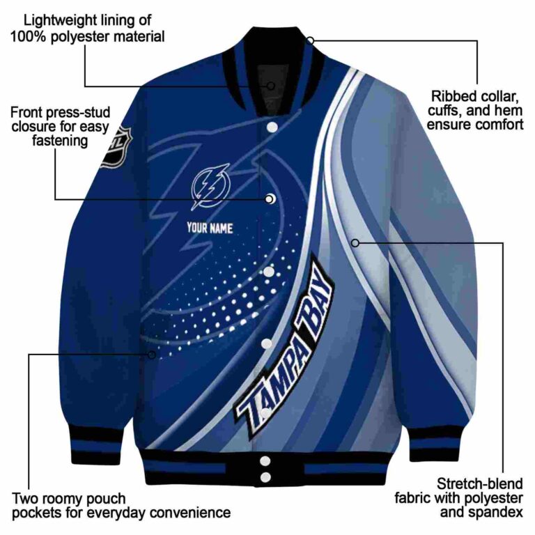 personalized tampa bay lightning wave patterns blue jacket new arrival