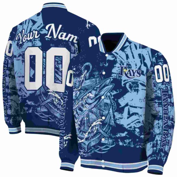 personalized tampa bay rays fishing art navy jacket fashion forward