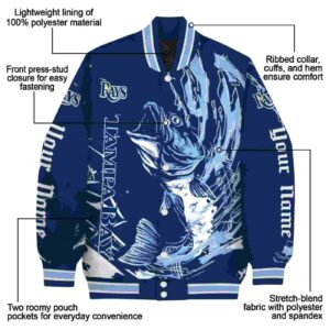 personalized tampa bay rays fishing passion navy white jacket new arrival