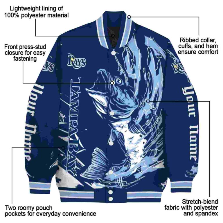 personalized tampa bay rays fishing passion navy white jacket new arrival
