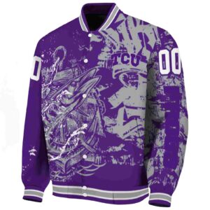 personalized tcu horned frogs fishing art purple jacket best selling