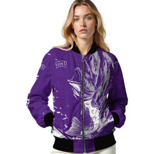 personalized tcu horned frogs fishing passion purple white jacket latest model