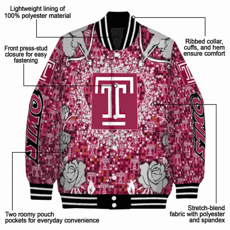 personalized temple owls heart explosion red jacket new arrival