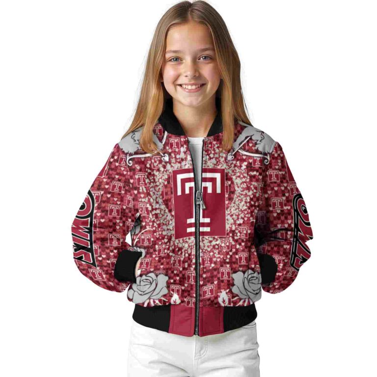 personalized temple owls heart explosion red jacket top rated