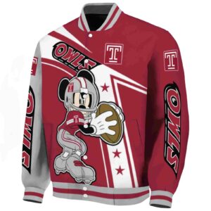 personalized temple owls mickey football red white jacket best selling