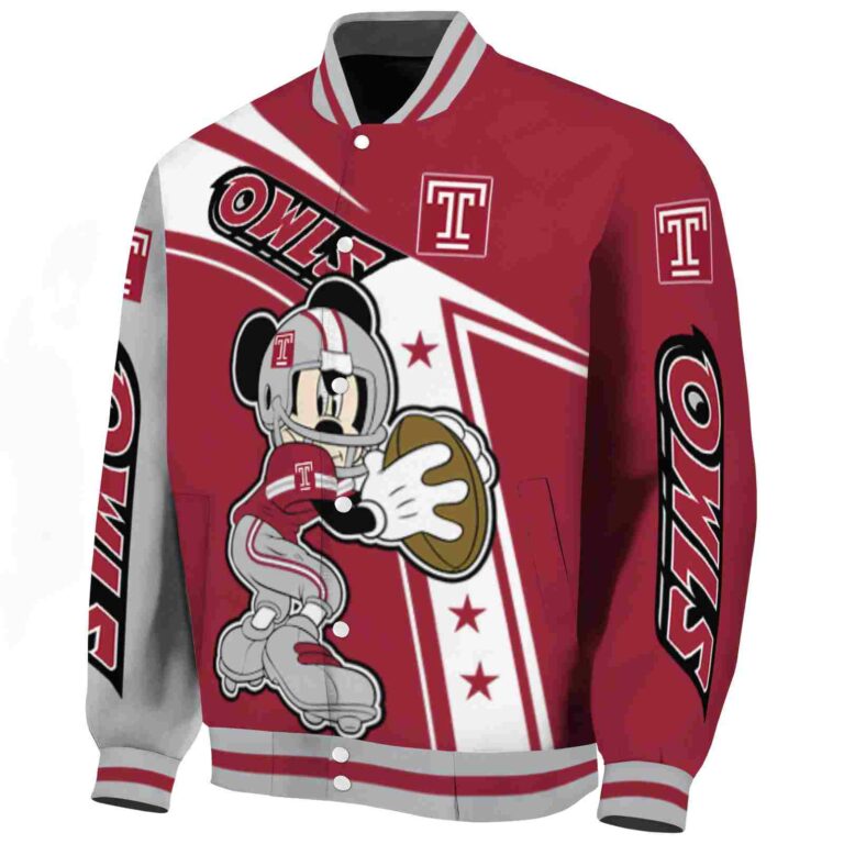 personalized temple owls mickey football red white jacket best selling