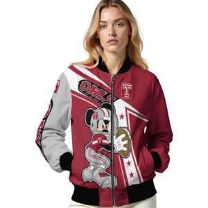 personalized temple owls mickey football red white jacket latest model