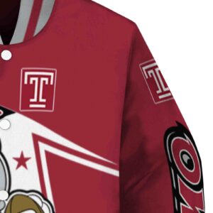 personalized temple owls mickey football red white jacket premium grade
