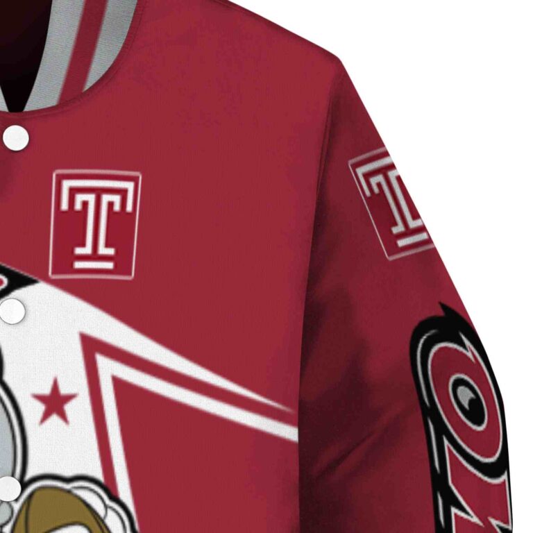 personalized temple owls mickey football red white jacket premium grade