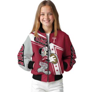 personalized temple owls mickey football red white jacket top rated