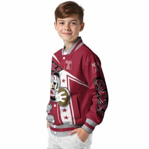 personalized temple owls mickey football red white jacket trendy