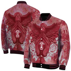personalized temple owls praying hands red jacket fashion forward