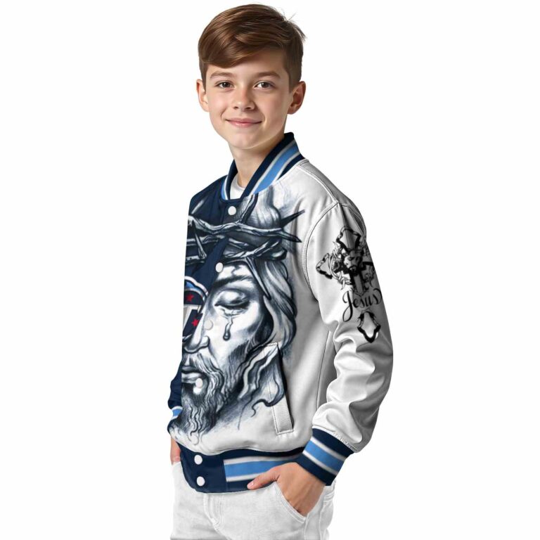 personalized tennessee titans jesus tears navy white jacket trendy