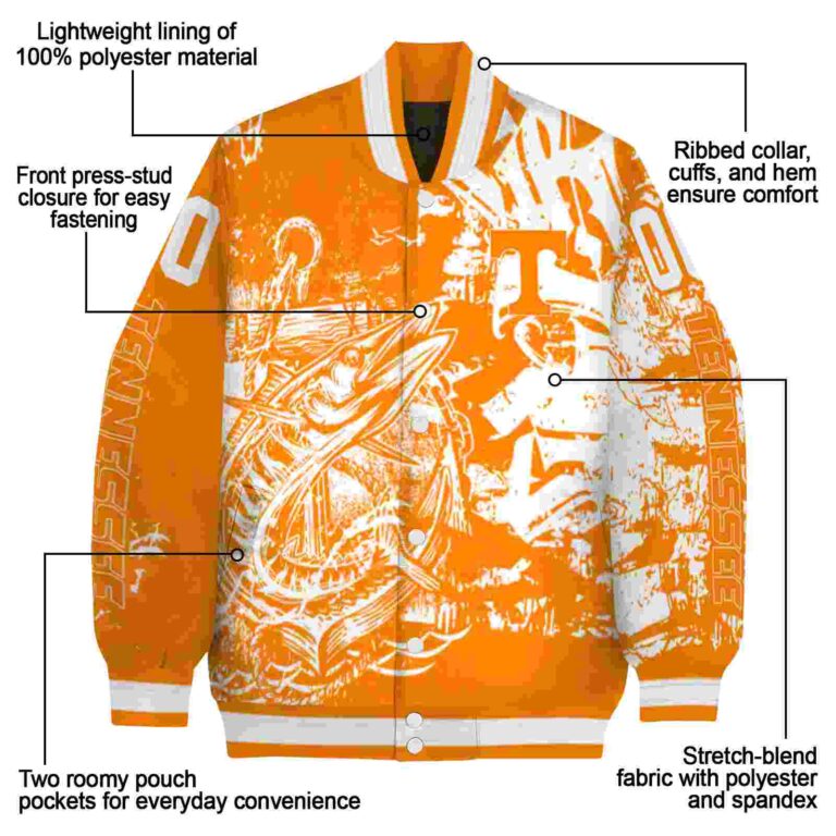 personalized tennessee volunteers fishing art orange jacket new arrival