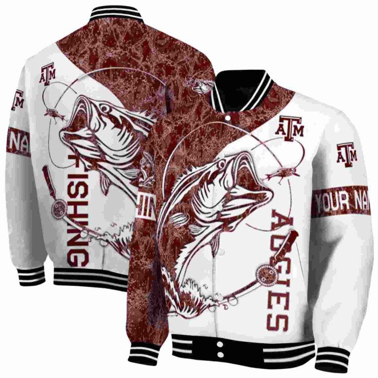 personalized texas am aggies fishing rod white jacket fashion forward