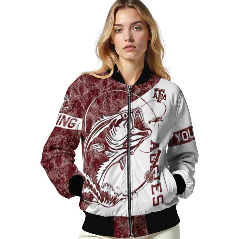 personalized texas am aggies fishing rod white jacket latest model