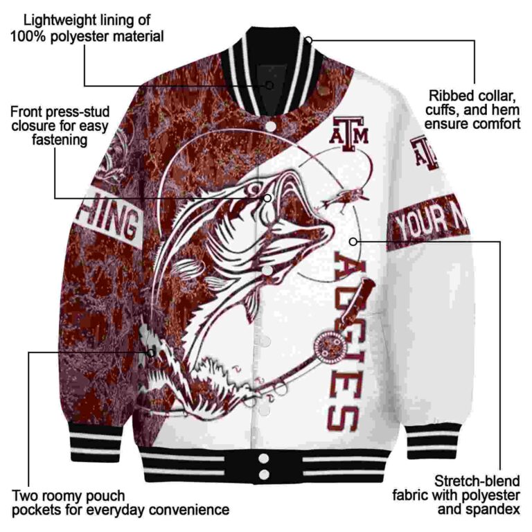 personalized texas am aggies fishing rod white jacket new arrival
