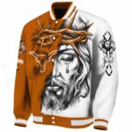 personalized texas longhorns jesus tears orange white jacket best selling