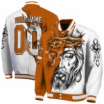 personalized texas longhorns jesus tears orange white jacket best selling