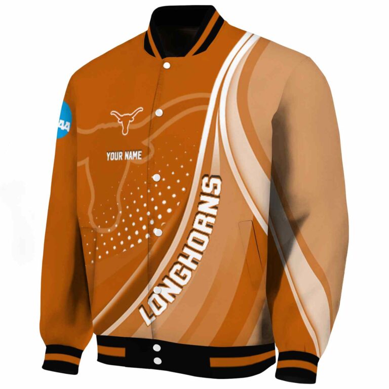 personalized texas longhorns wave patterns orange jacket best selling