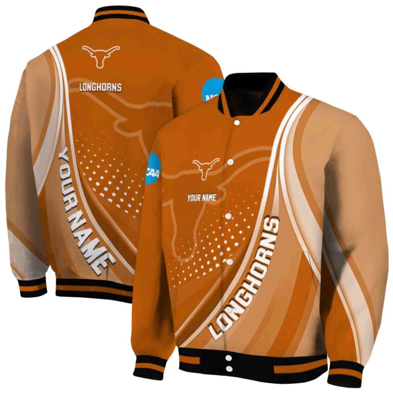 personalized texas longhorns wave patterns orange jacket fashion forward