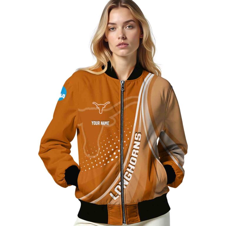 personalized texas longhorns wave patterns orange jacket latest model