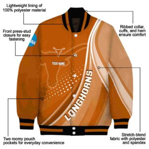 personalized texas longhorns wave patterns orange jacket new arrival