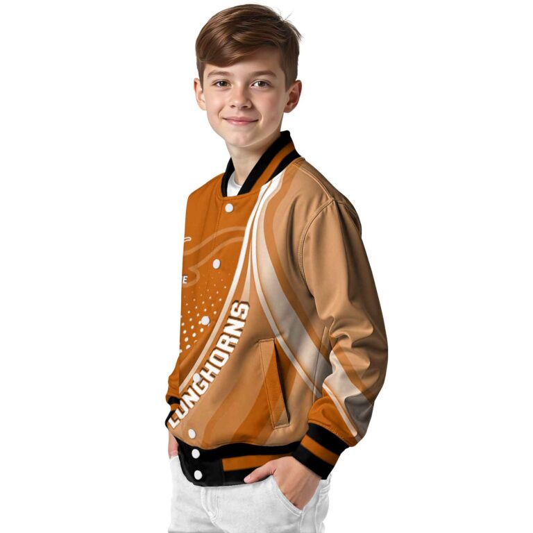 personalized texas longhorns wave patterns orange jacket trendy