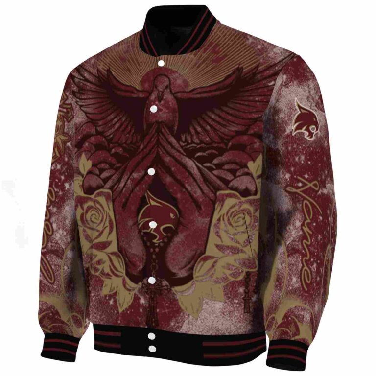personalized texas state bobcats praying hands maroon jacket best selling