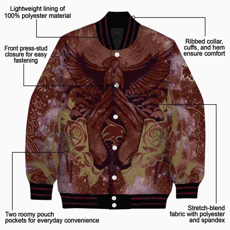 personalized texas state bobcats praying hands maroon jacket new arrival
