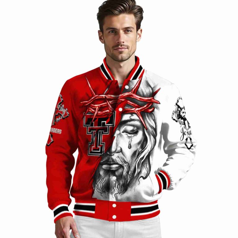 personalized texas tech red raiders jesus tears red white jacket high quality