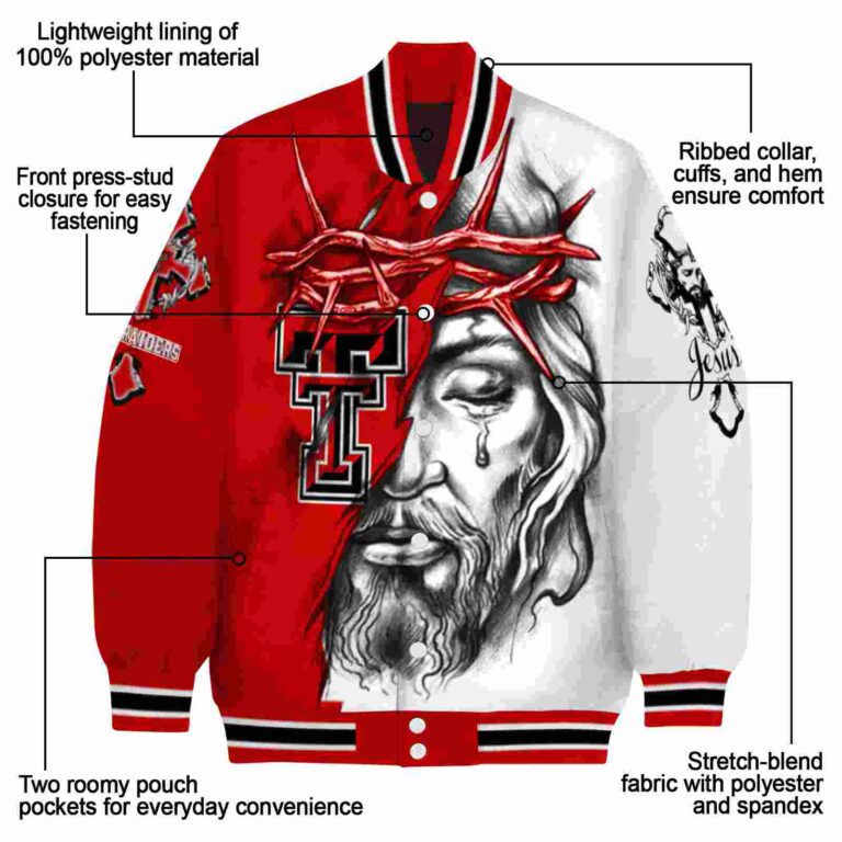 personalized texas tech red raiders jesus tears red white jacket new arrival