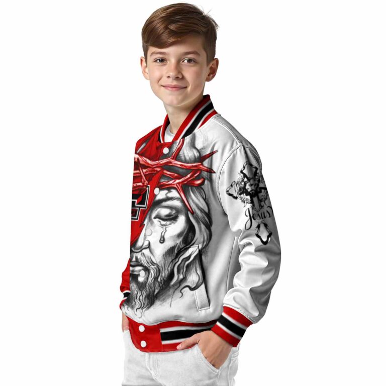 personalized texas tech red raiders jesus tears red white jacket trendy