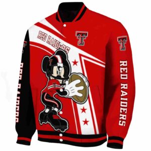 personalized texas tech red raiders mickey football red white jacket best selling