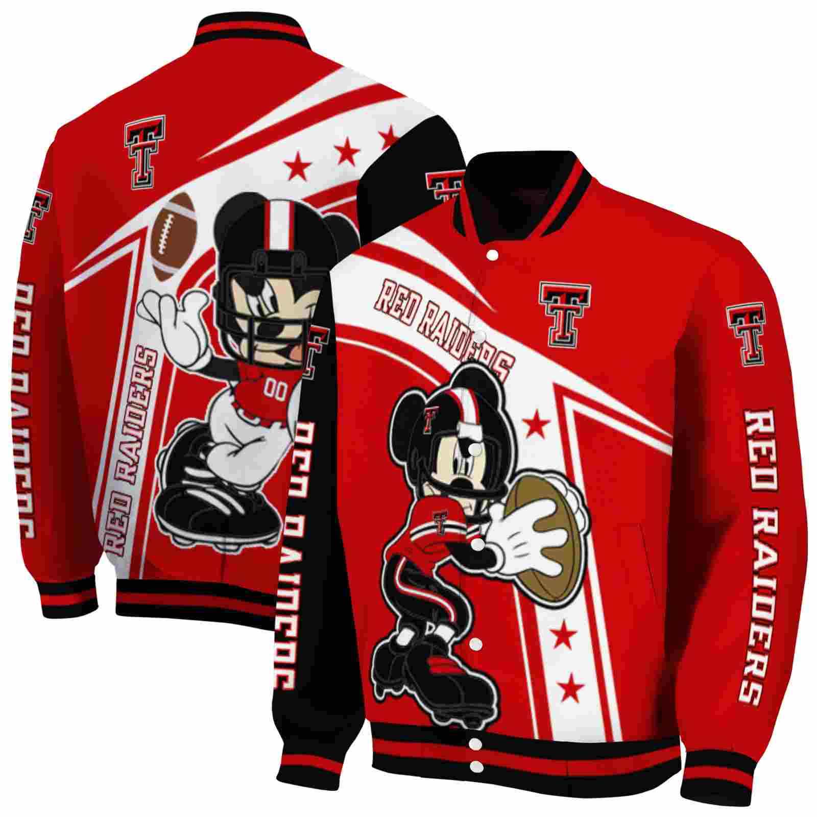 personalized texas tech red raiders mickey football red white jacket fashion forward personalized texas tech red raiders mickey football red white jacket fashion forward