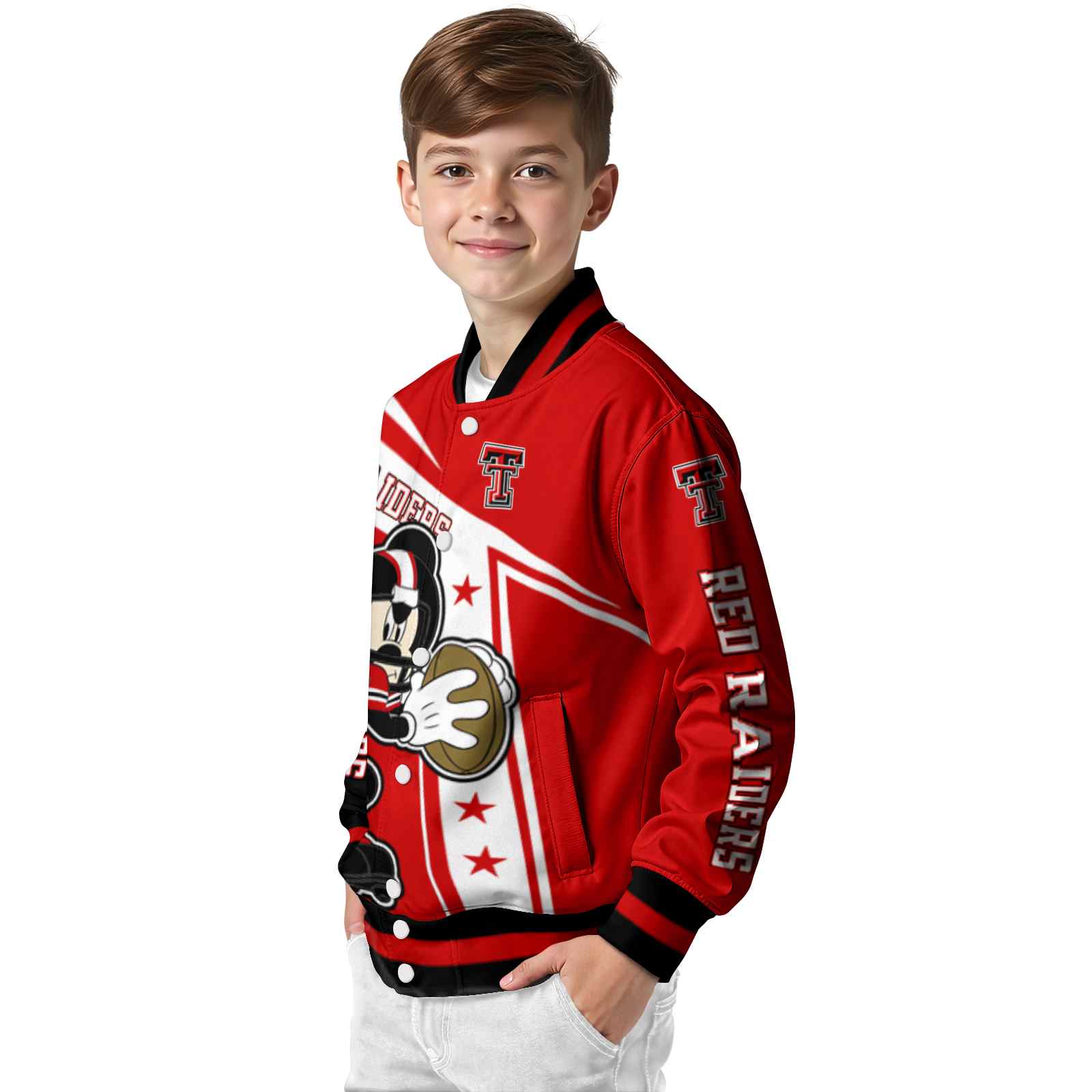 personalized texas tech red raiders mickey football red white jacket trendy personalized texas tech red raiders mickey football red white jacket trendy