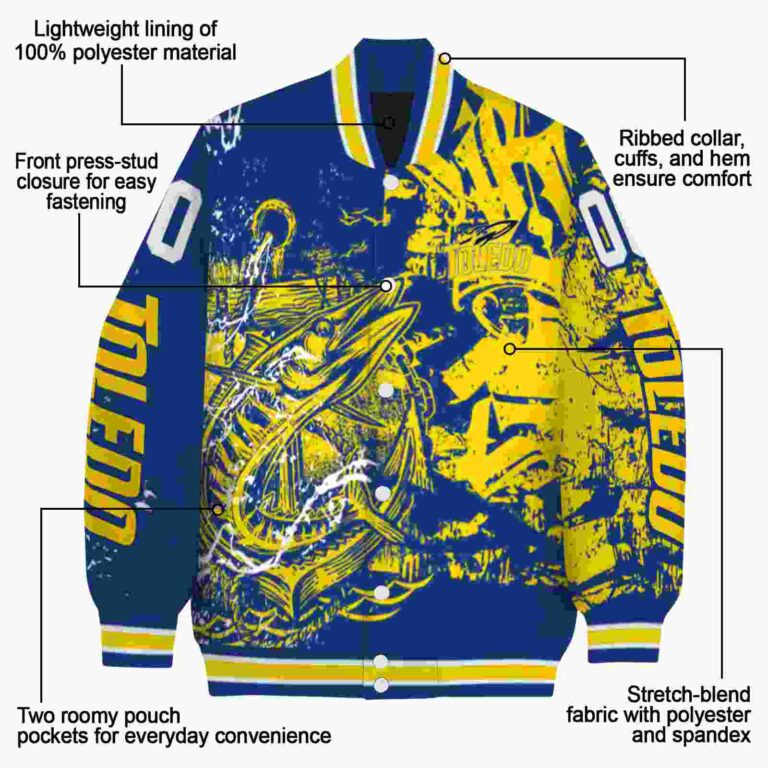personalized toledo rockets fishing art blue jacket new arrival