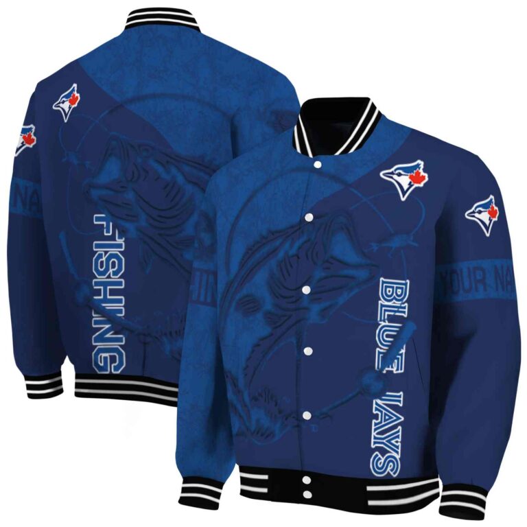 personalized toronto blue jays fishing rod navy jacket fashion forward