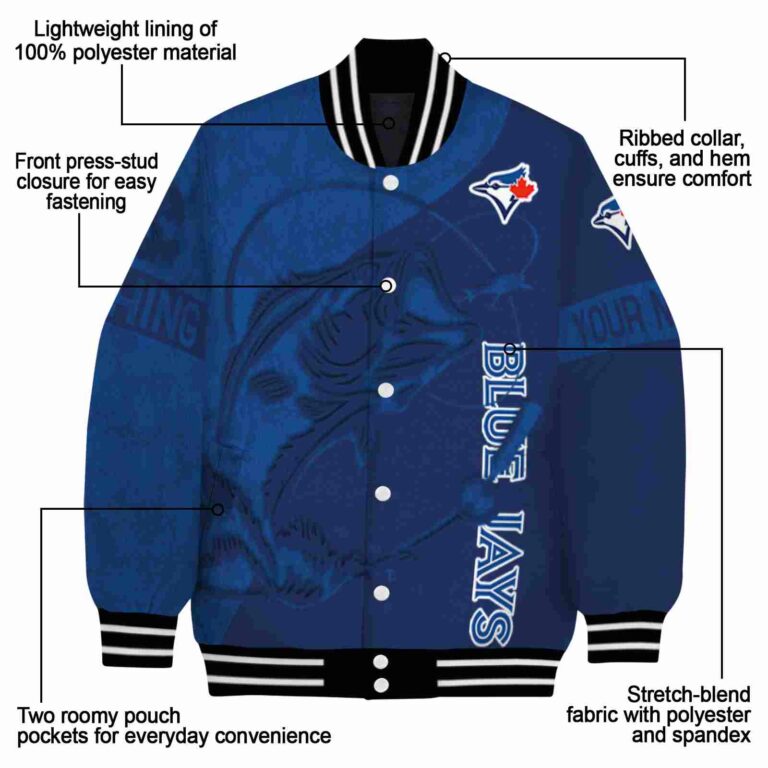 personalized toronto blue jays fishing rod navy jacket new arrival