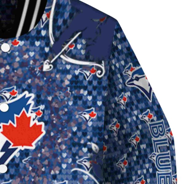 personalized toronto blue jays heart explosion blue jacket premium grade